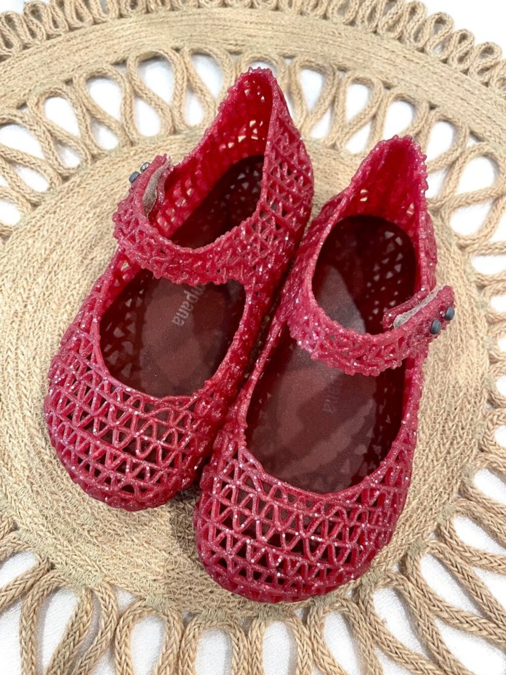 Mini Melissa x Campana Red Glitter Flat Size 8C Kidcore Y2K Girly Pop - Picture 3 of 10